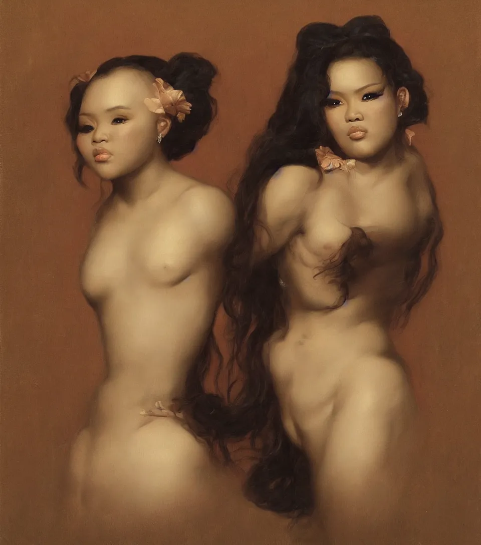 Prompt: portrait of lil kim in the style of roberto ferri