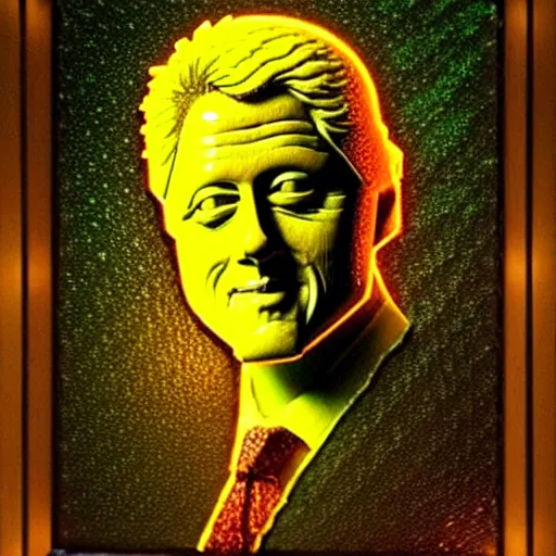 Prompt: bill clinton made of garden vegetables, radiant light, caustics, heroic, bright iridescent light, by gaston bussiere, bayard wu, greg rutkowski, maxim verehin stained glass!!!