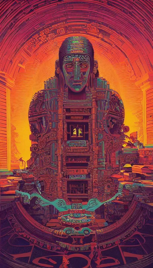 Prompt: The oracle of the mayan elders, italian futurism, da vinci, Dan Mumford, Josan Gonzalez