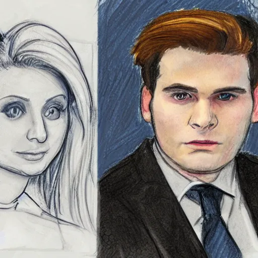 Prompt: sketch of lauren southern and nick fuentes