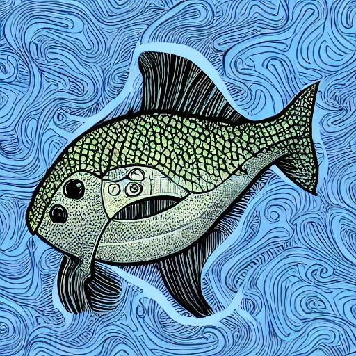 Image similar to side view illustration of an alien fish