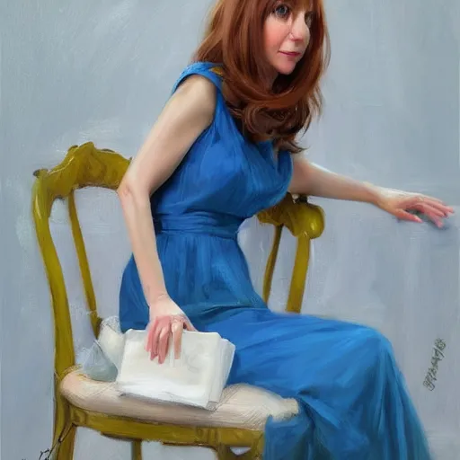 Image similar to lily aldrin, realistic, painting by vladimir volegov, trending on artstation, realistic, photorealistic, real