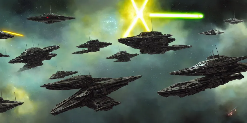 star wars space battle in outer space : swarm of small