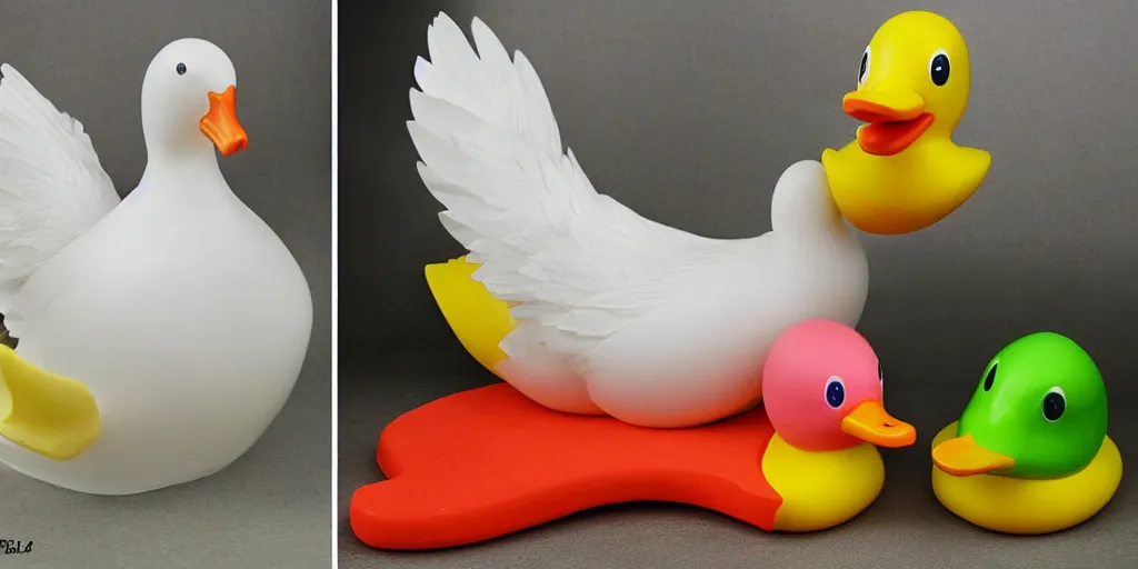 Image similar to transformation of a duck to a rubber duck