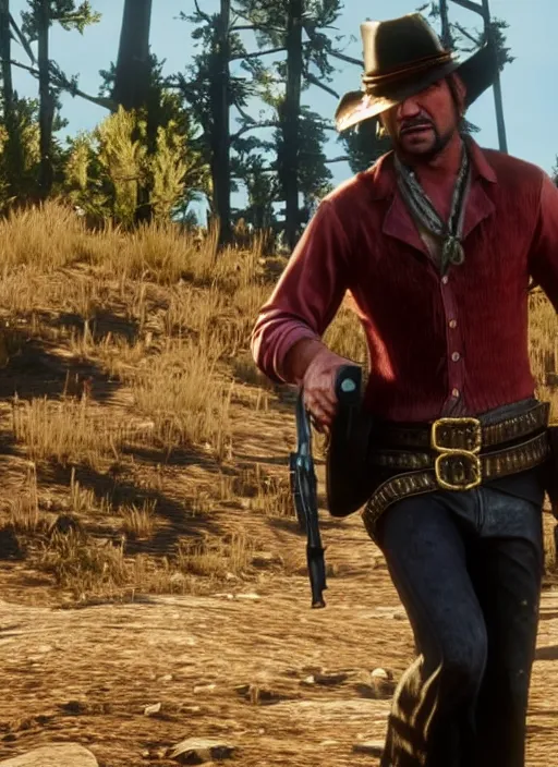 Image similar to film still of shaggy in red dead redemption 2 ( 2 0 1 8 video game )