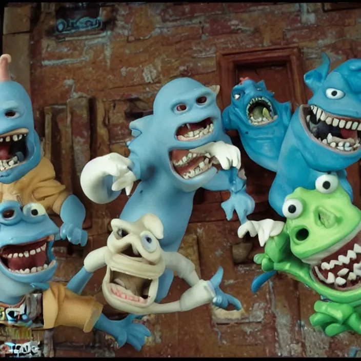 Prompt: street sharks in wallace & gromit claymation