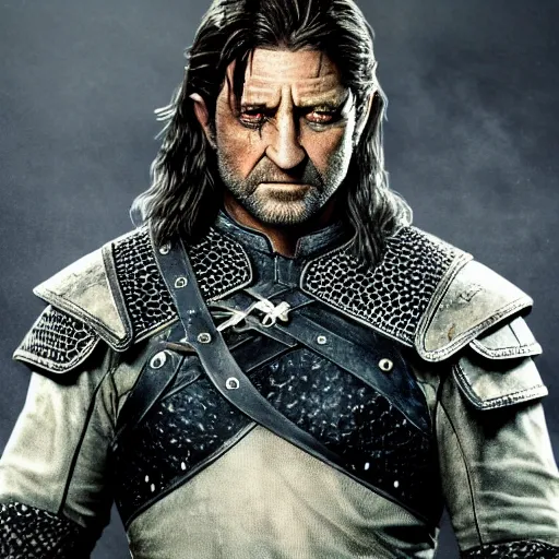 Image similar to gerard butler as geralt of rivia