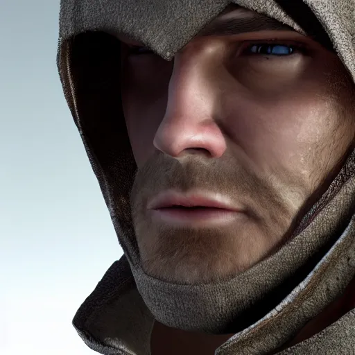 Prompt: a digital art close up portrait of hooded assassin in london concept art from assassin's creed, handsome young man assassins creed character sheet, 4 k, ultra detail, volumetric lighting, unreal engine, octane render