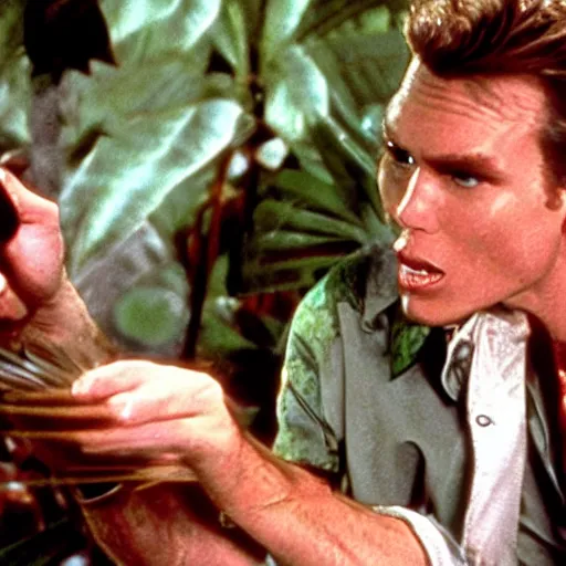 Image similar to Live Action Still of Jerma985 in Ace Ventura: Pet Detective, real life, hyperrealistic, ultra realistic, realistic, highly detailed, epic, HD quality, 8k resolution, body and headshot, film still