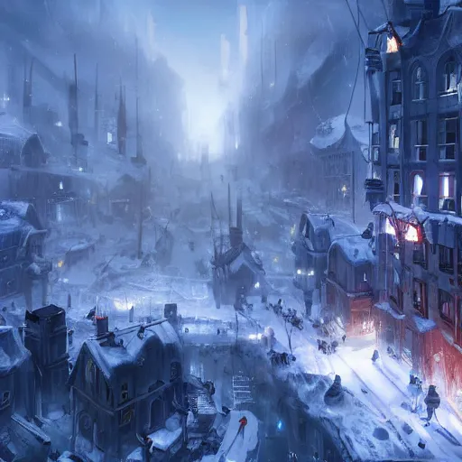 Image similar to frostpunk city ,trending on artstation ,digital painting, 8k