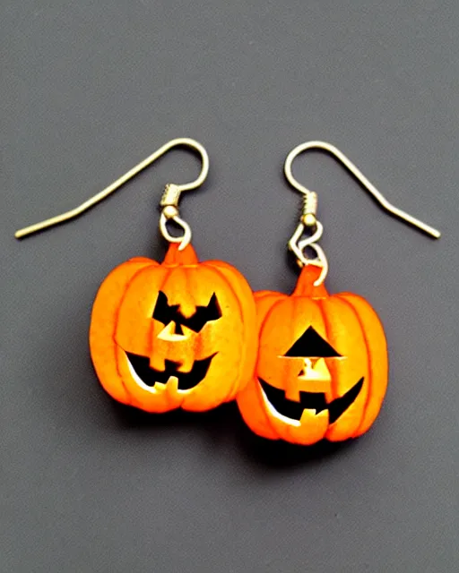 Image similar to spooky jack'o'lantern, 2 d lasercut earrings,