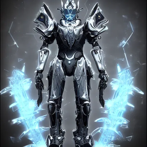 Prompt: silver colored robot armor regal ice crystals face elegant ornate detailed 4 k artstation deviantart cinematic shot destiny 2 fanart warframe fanart