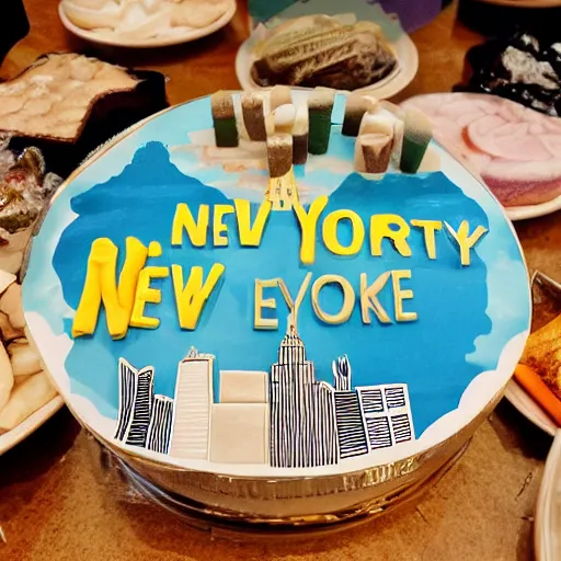 Prompt: An edible New York City skyline