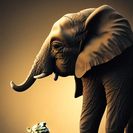 Image similar to elephant yoda making a speech, stunning digital art, high detail, in the style of artgerm, artstation, cgsociety, dramatic lighting, pixar 3d 8k