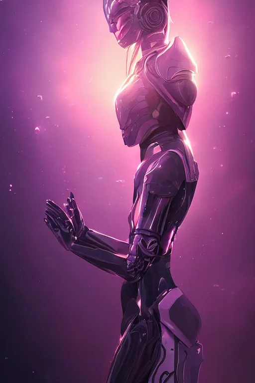 Prompt: bionic suit armor,, amethyst crystals in armor, beautiful ethereal vampire woman radiating a glowing aura global illumination ray tracing hdr fanart arstation by ian pesty and alena aenami artworks in 4 k