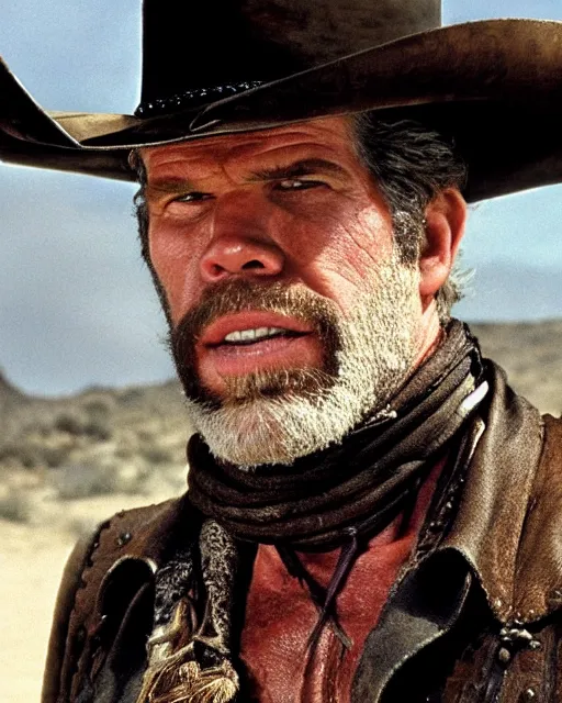 Image similar to film still close up shot of ron perlman in the movie a fistful of dollars. photographic, photography