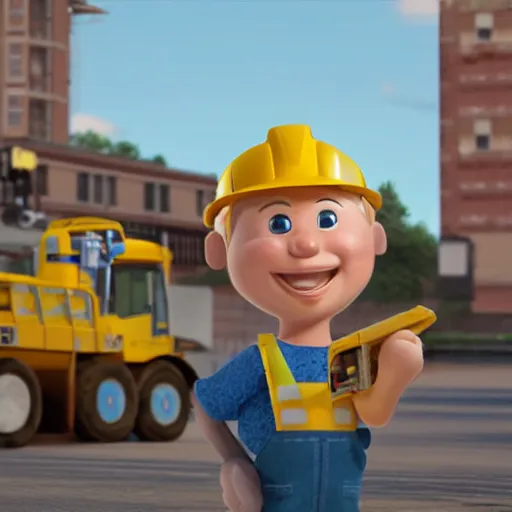 Image similar to bob the builder as a real person, photorealistic, cinematic