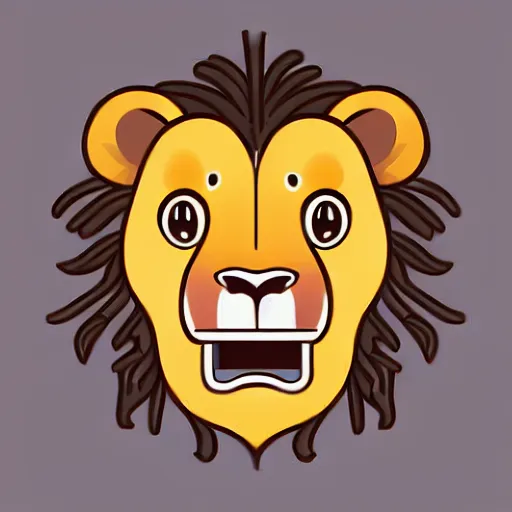 Image similar to a happy lion, whole body, Cartoonist, Anthropomorphic, portrait, highly detailed, colorful, illustration, smooth and clean vector curves, no jagged lines, vector art, smooth