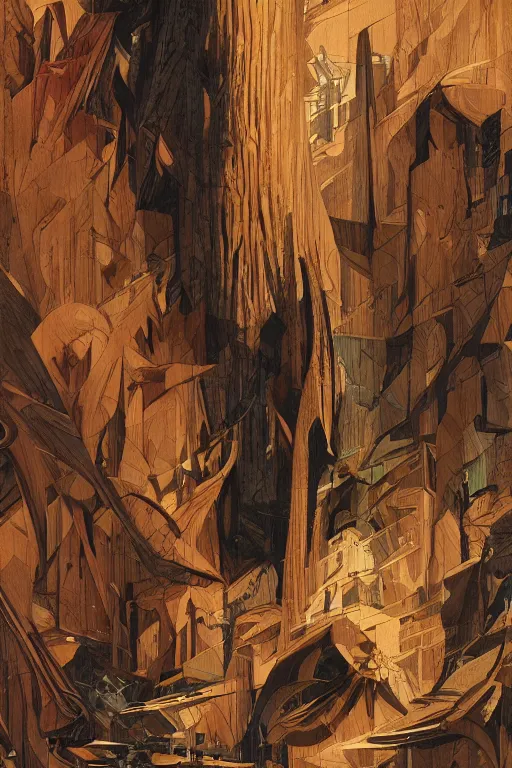 Prompt: a wood texture by Ralph McQuarrie, Syd Mead and Android Jones intricate details, vibrant