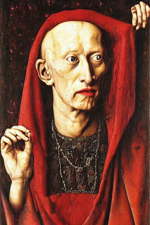 Prompt: portrait of delirium of the endless, sandman, oil painting by jan van eyck, northern renaissance art, oil on canvas, wet - on - wet technique, realistic, expressive emotions, intricate textures, illusionistic detail