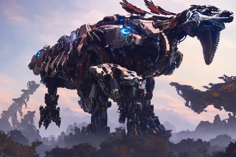 Image similar to glinthawk machine mecha animal beast robot of horizon forbidden west horizon zero dawn bioluminiscence global illumination ray tracing hdr fanart arstation by sung choi and eric pfeiffer and gabriel garza and casper konefal