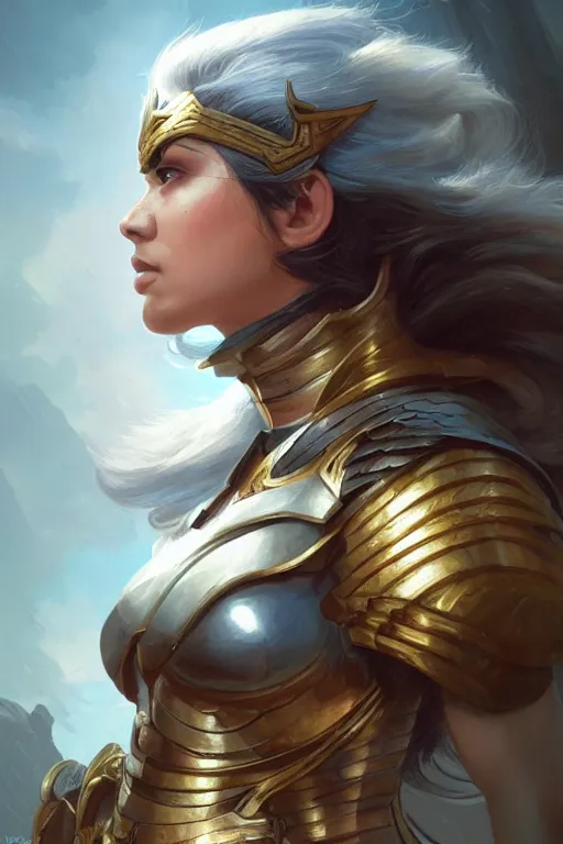 Image similar to amazon valkyrie athena, d & d, fantasy, portrait, highly detailed, headshot, digital painting, trending on artstation, concept art, sharp focus, illustration, art by artgerm and greg rutkowski and magali villeneuve