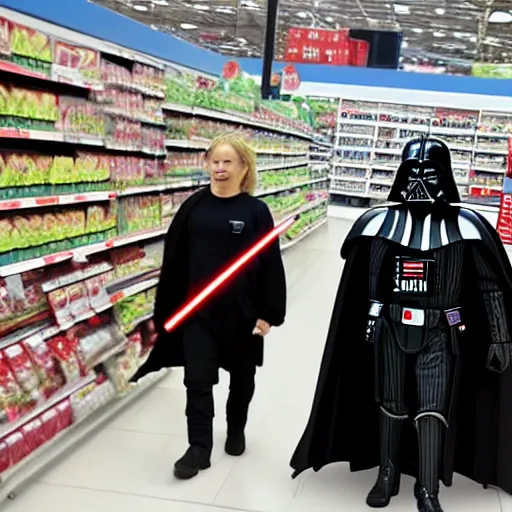 Image similar to darth vader shopping at asda