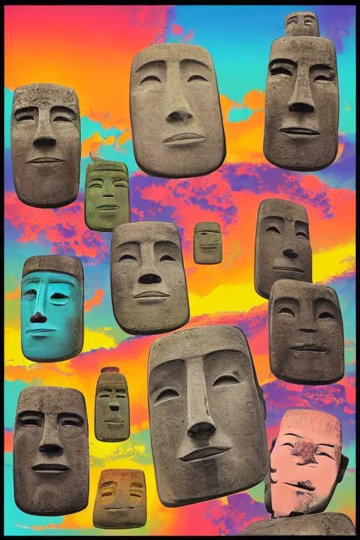caricature cartoon moai statue popart slap face, Stable Diffusion