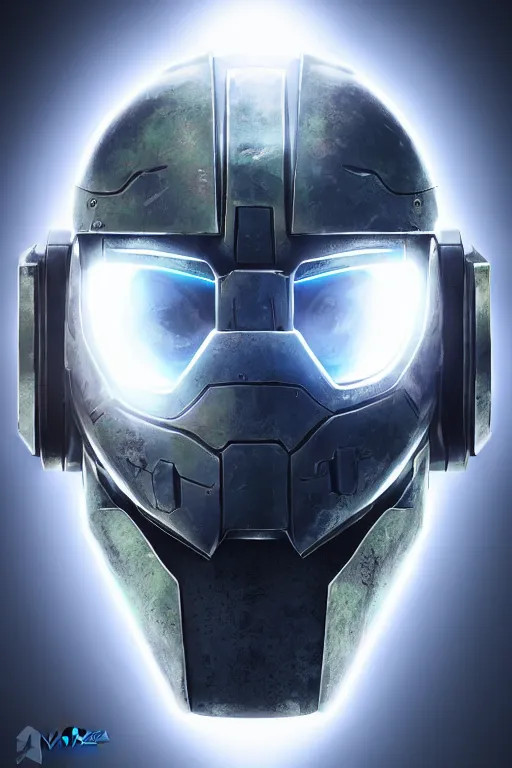 Image similar to robot ninja mask helmet halo master chief radiating a glowing aura global illumination ray tracing hdr fanart arstation by ian pesty and katarzyna da „ bek - chmiel