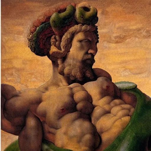 Prompt: high quality, high detail painting by michelangelo, portrait of the quetzalcoatl, hd, muted lighting