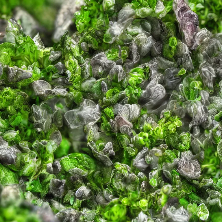 Prompt: a beautiful picture of close up plant sprouts in a fantasy world full of interesting buds fictional and gorgeous, cute animals walking nearby, 8 k resolution, highly detailed, hdr, artwork, trending on artstation, kinetic art, modular constructivism