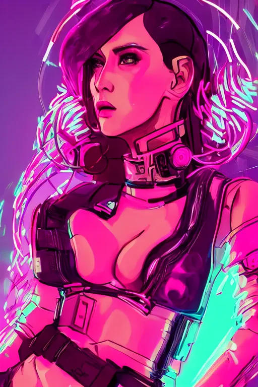 Image similar to beautiful cottagecore cyberpunk synthwave beautiful women, intricate, elegant, concept art, smooth, sharp, focus, pink neon lights, futuristic, cgsociety, in the style of artstation