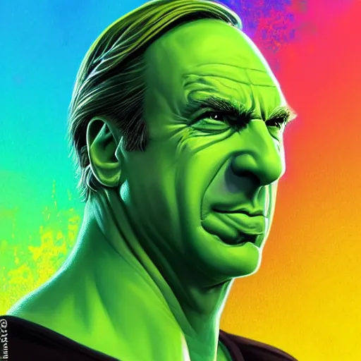 Image similar to Saul Goodman melting into green ooze by Artgerm, watery, disgusting