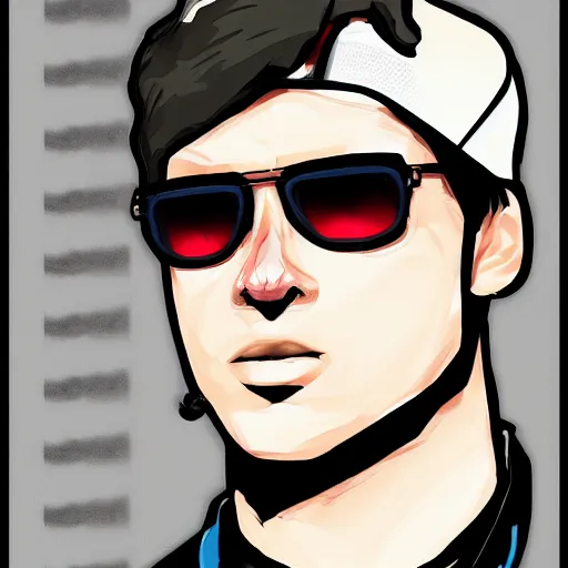 Image similar to a handsome urban youth, drawn in the style of gta v artwork