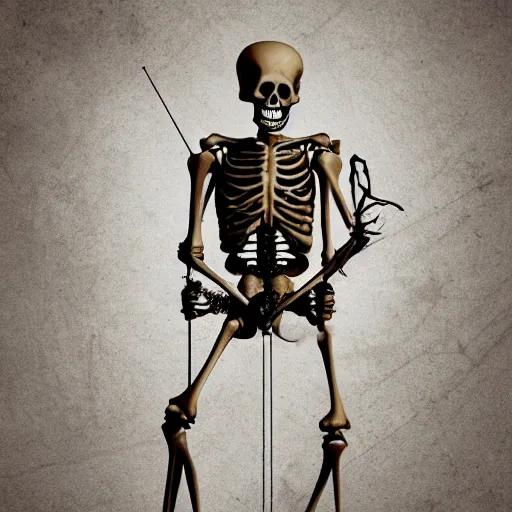 Image similar to a photo of a skeleton archer, 4k, very detailed