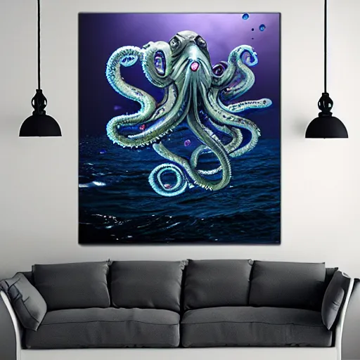 Prompt: stormy ocean water monster tentacles octopus 4 k ultra athmospheric volumetric foto realistic