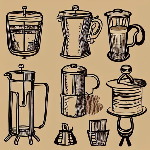 Image similar to coffee french press line art vector hand drawn alexander babich