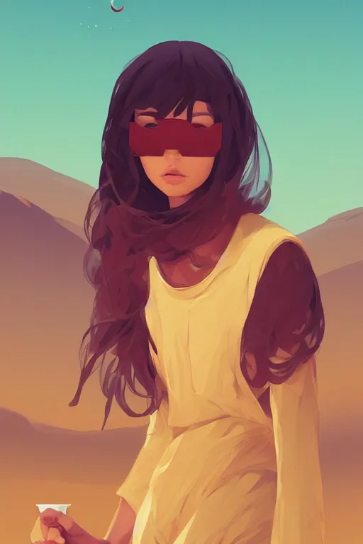 Prompt: single hermit in the desert, smooth face, centered median photoshop filter cutout vector behance hd by artgerm, jesper ejsing, by rhads, makoto shinkai and lois van baarle, ilya kuvshinov, rossdraws, illustration, art by ilya kuvshinov and gustav klimt