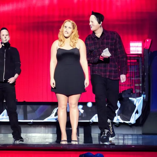 Image similar to amy schumer on stage with blink 182