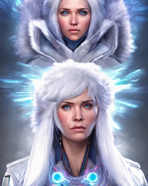 Prompt: The Ice Queen as an Apex Legends character digital illustration portrait design by, Mark Brooks detailed, soft lighting