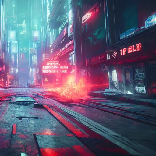 Image similar to hyper realistic hell. chaos. digitalart. artstation. unreal engine. unreal 5. 8 k. cyberpunk.