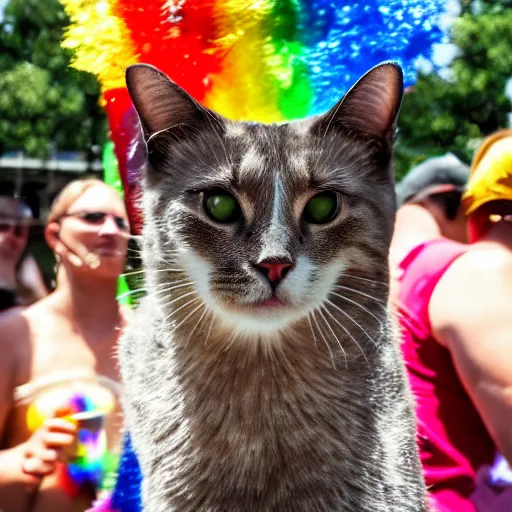 Image similar to cat at a pride parade