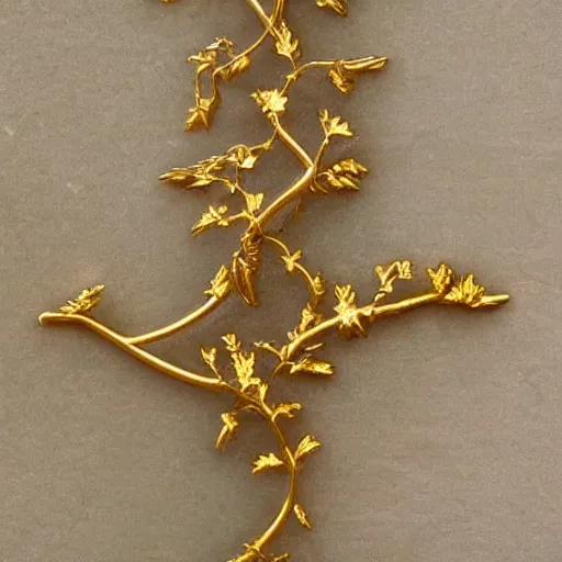 Prompt: greek godness gold vines and spines
