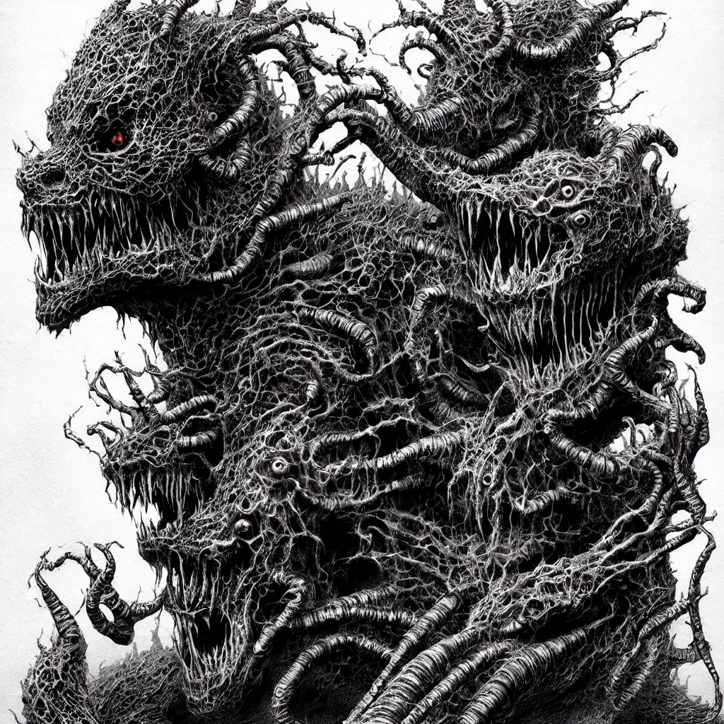 Image similar to a strange eerie magical scary creature in an eerie uncanny hell, translucent neon, horror, concept art, detailed, intricate, award - winning, cinematic, by kentaro miura