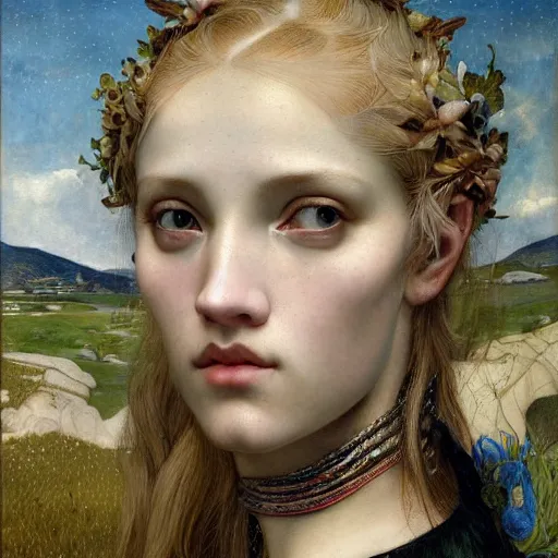 Prompt: a beautifu blonde village girl with intricate tattoos, by edgar maxence and caravaggio and michael whelan and delacroix style, artistic, intricate drawing, light brazen, realistic fantasy, extremely detailed and beautiful aesthetic face, establishing shot, 8 k resolution, dramatic lighting