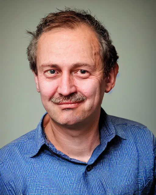 Prompt: a close up portrait photo of andy schuster, developer in russian federation, by darin rosenbaum sr.