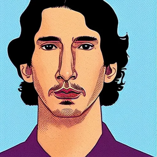 Image similar to “ adam driver retro minimalist portrait by jean giraud, moebius starwatcher comic, sharp, smooth face, 8 k ”