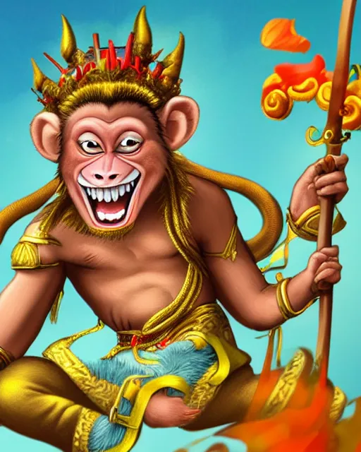 Prompt: the laughing monkey king