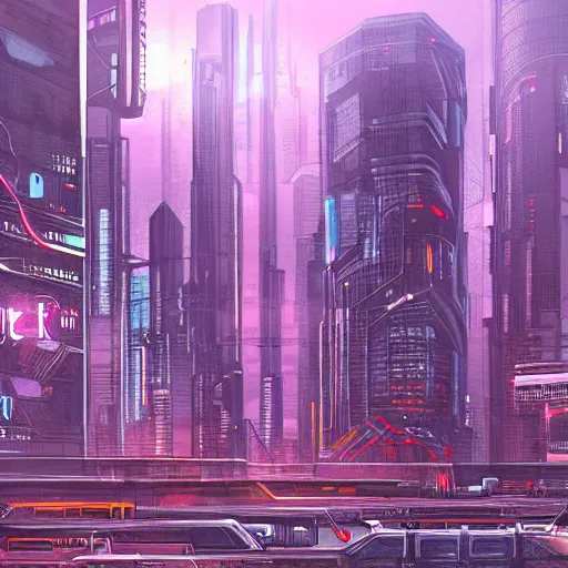 Image similar to cyberpunk cityscape drawn by david mckean