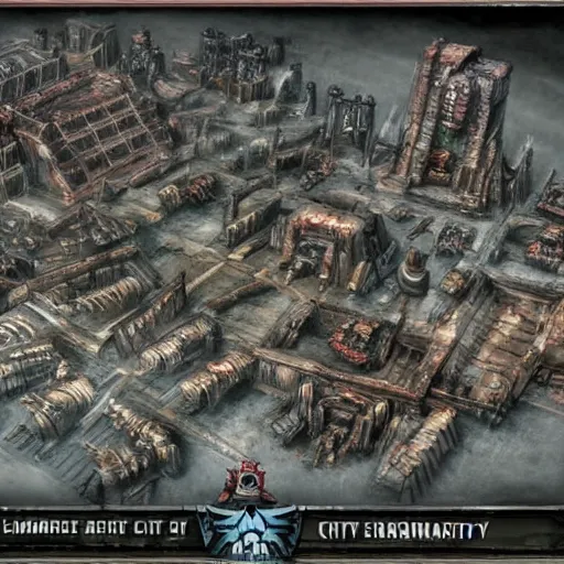 Image similar to warhammer 40k art style city concept